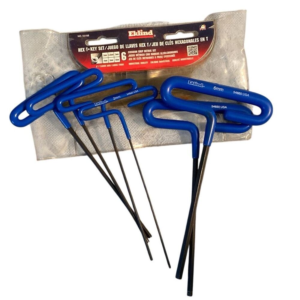 Cushion Grip Hex T-Key Allen Wrench - 6-Pieces Set Metric MM Sizes 2-6